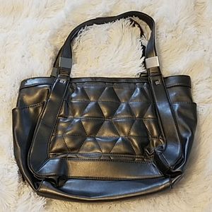 Worthington metallic quilted gray midsize purse